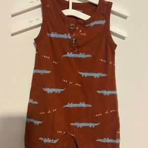 Old Navy Rust Romper with Blue Design